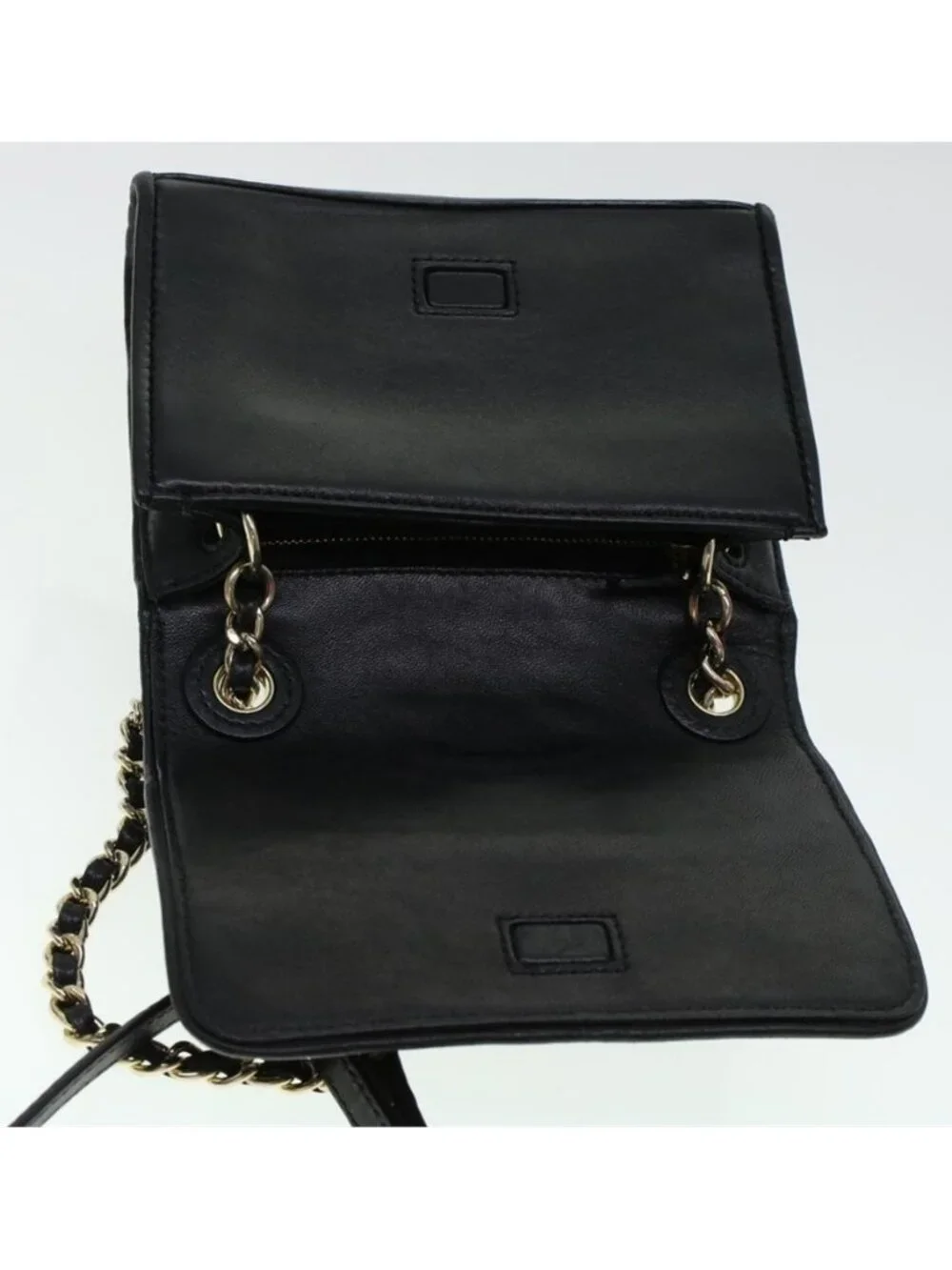 Authentic TORY BURCH Chain Shoulder Bag Leather Black